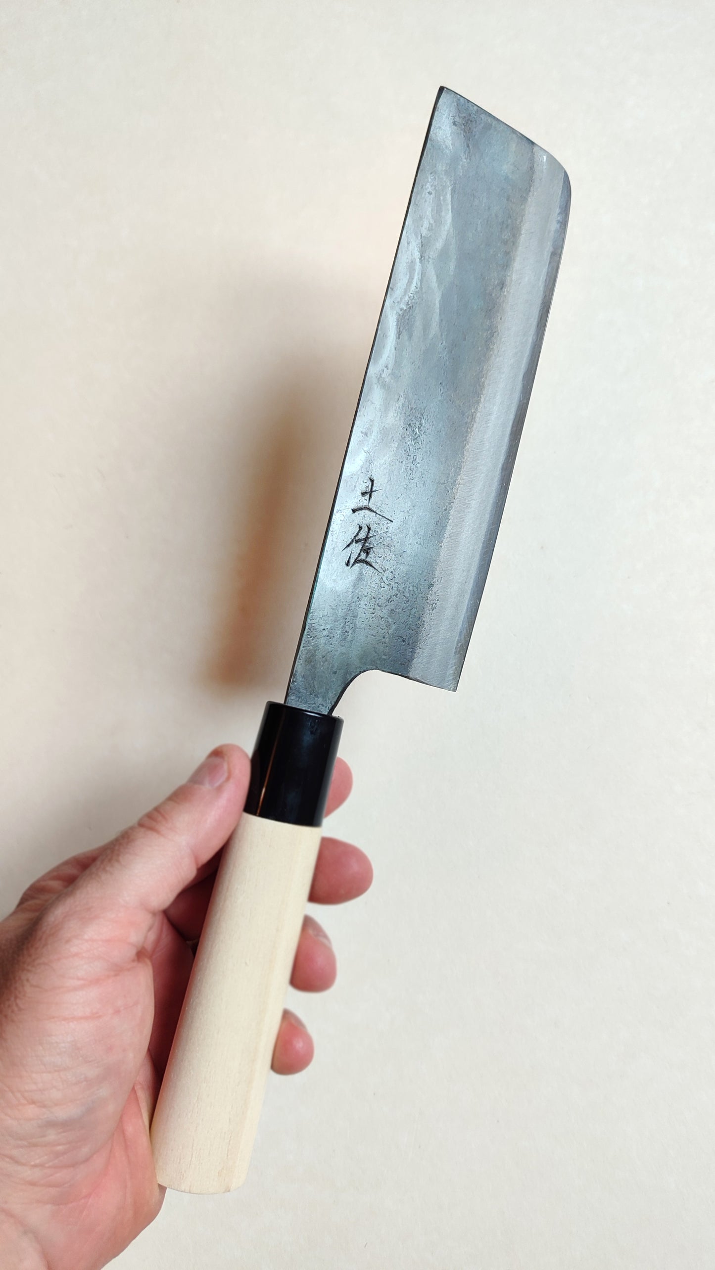 Couteau de cuisine japonais "Nakiri" 165mm White Steel "Kurouchi"