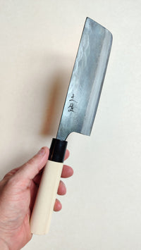 Couteau de cuisine japonais "Nakiri" 165mm White Steel "Kurouchi"