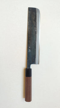 Long couteau de cuisine japonais "Nakiri" 240mm White Steel "Kurouchi"