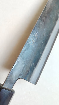 Long couteau de cuisine japonais "Nakiri" 240mm White Steel "Kurouchi"