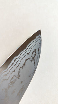 Magnifique couteau de cuisine japonais "Santoku" 165mm Damas "Shiro kamo"