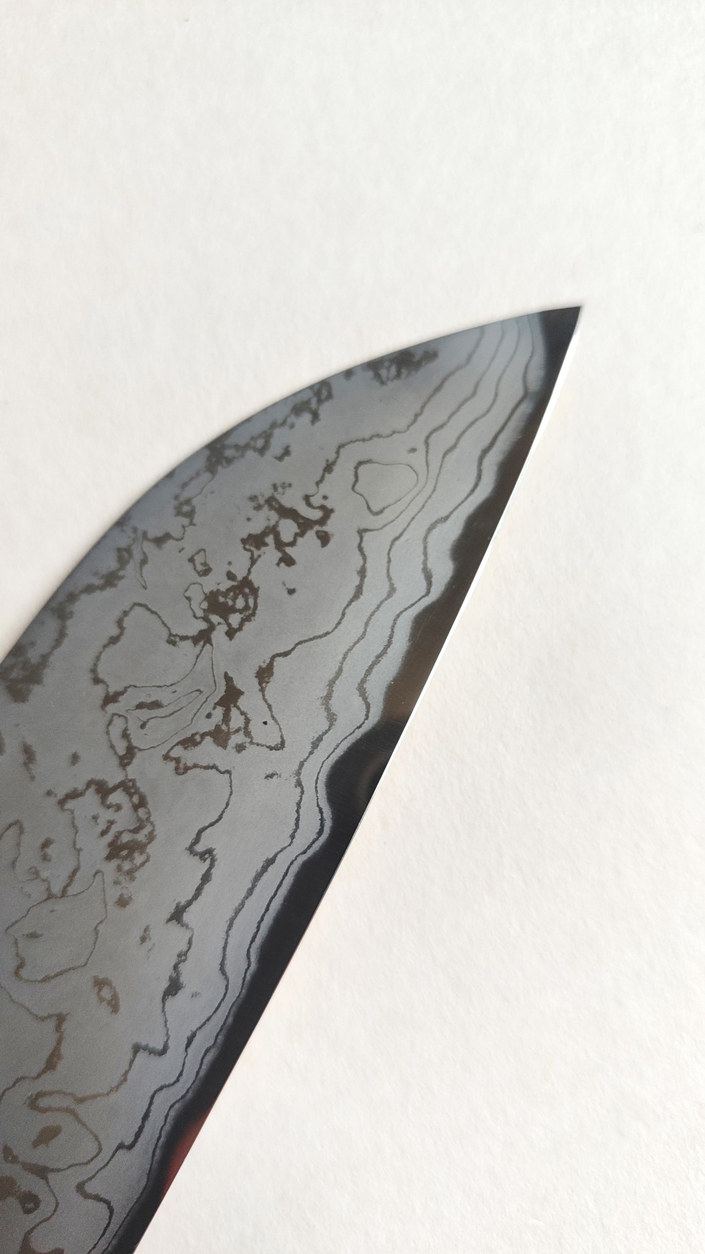Magnifique couteau de cuisine japonais "Santoku" 170mm Damas "Kunio"