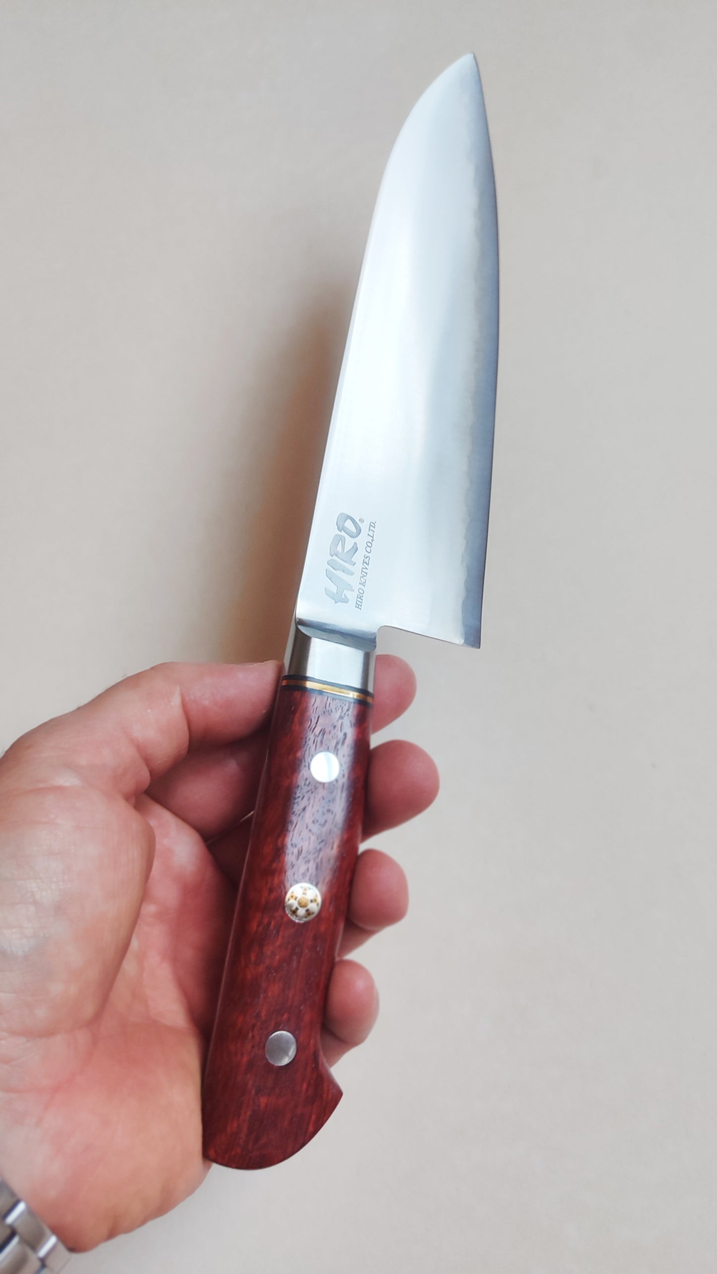 Couteau de cuisine japonais "Santoku" 180mm Blue Steel "Hiro Masui"