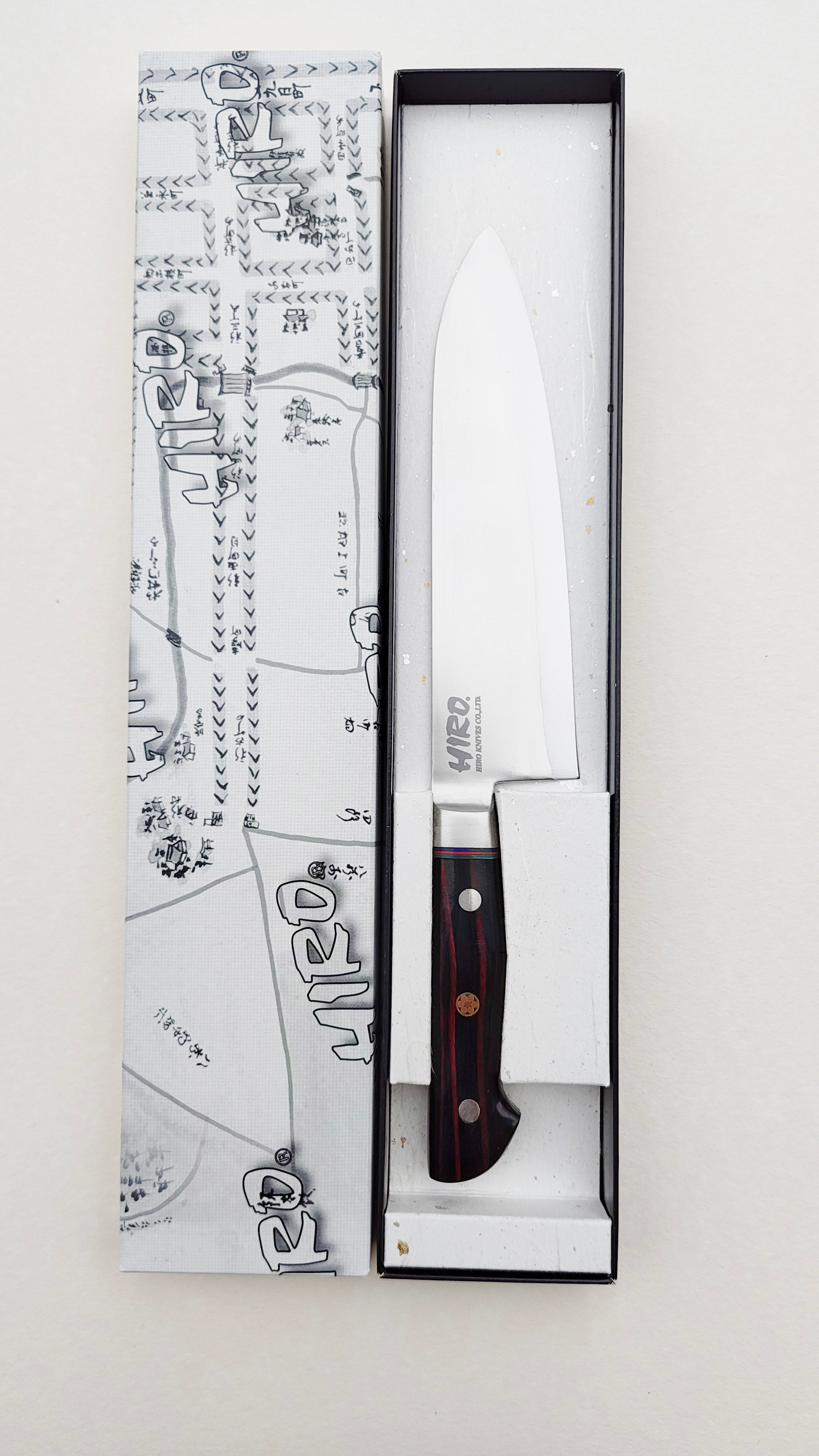 Couteau de cuisine japonais "Santoku" 180mm Blue Steel "Hiro Masui"