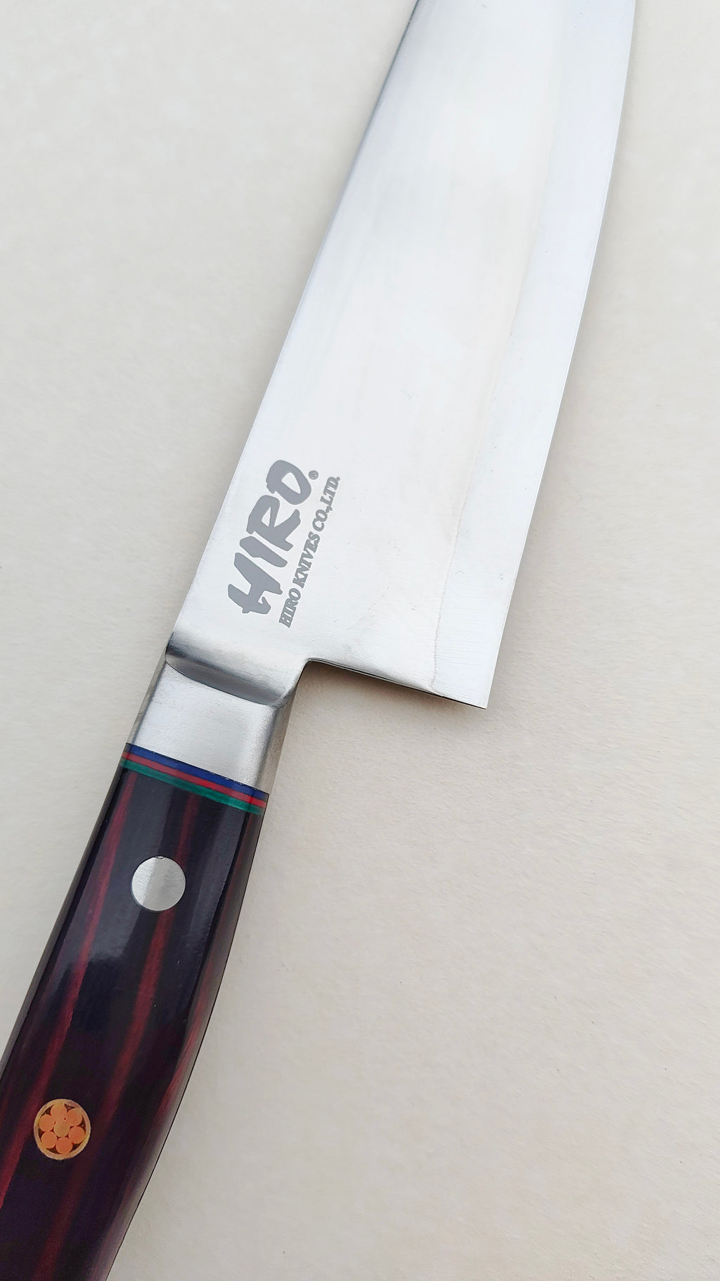 Couteau de cuisine japonais "Santoku" 180mm Blue Steel "Hiro Masui"