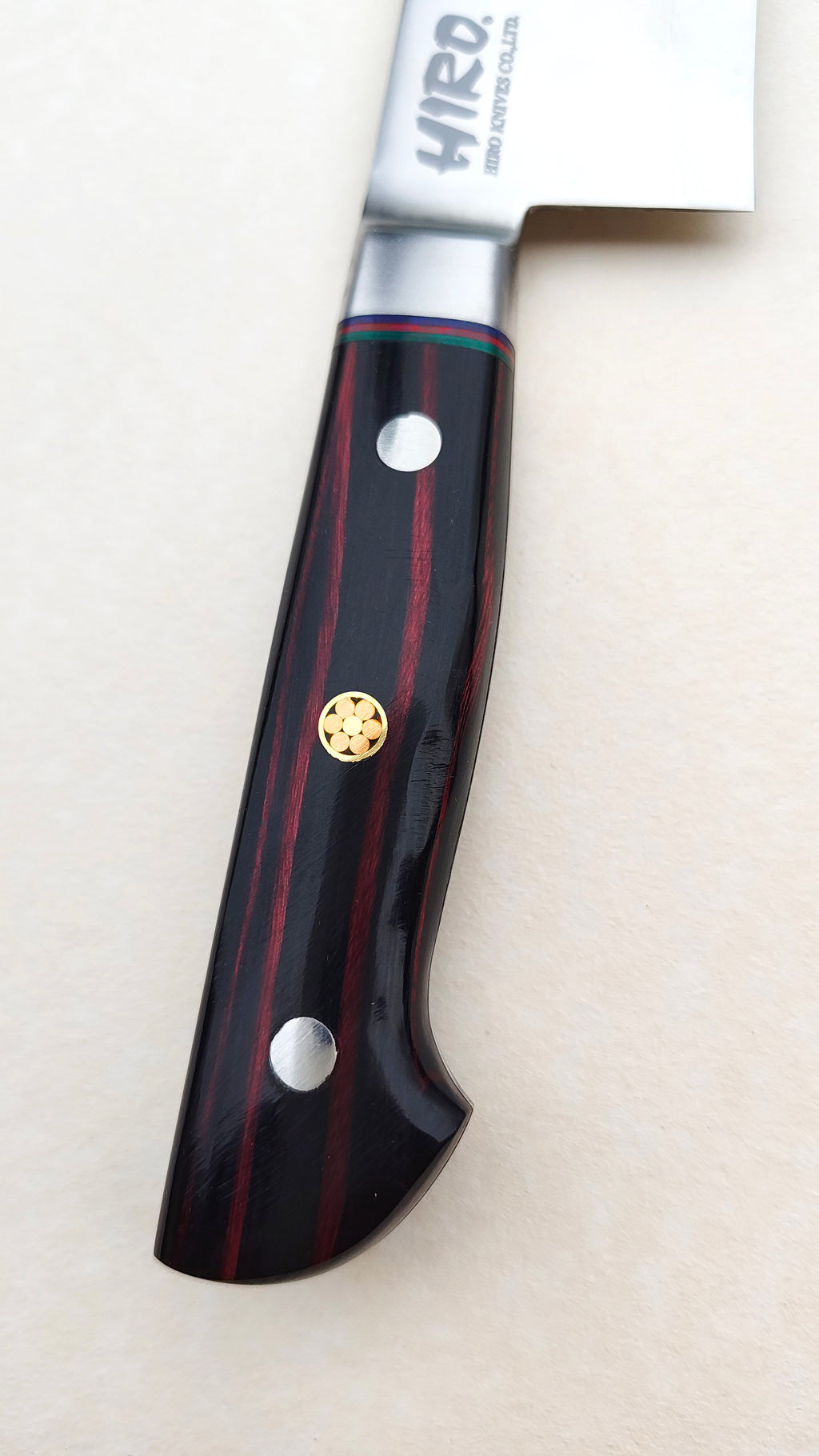 Couteau de cuisine japonais "Santoku" 180mm Blue Steel "Hiro Masui"