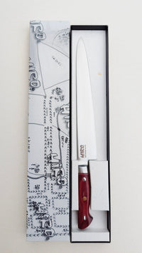 Couteau de cuisine japonais "Sujihiki" 240mm Blue Steel "Hiro Masui"