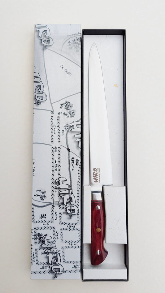 Couteau de cuisine japonais "Sujihiki" 240mm Blue Steel "Hiro Masui"