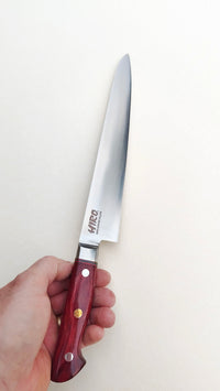 Couteau de cuisine japonais "Sujihiki" 240mm Blue Steel "Hiro Masui"