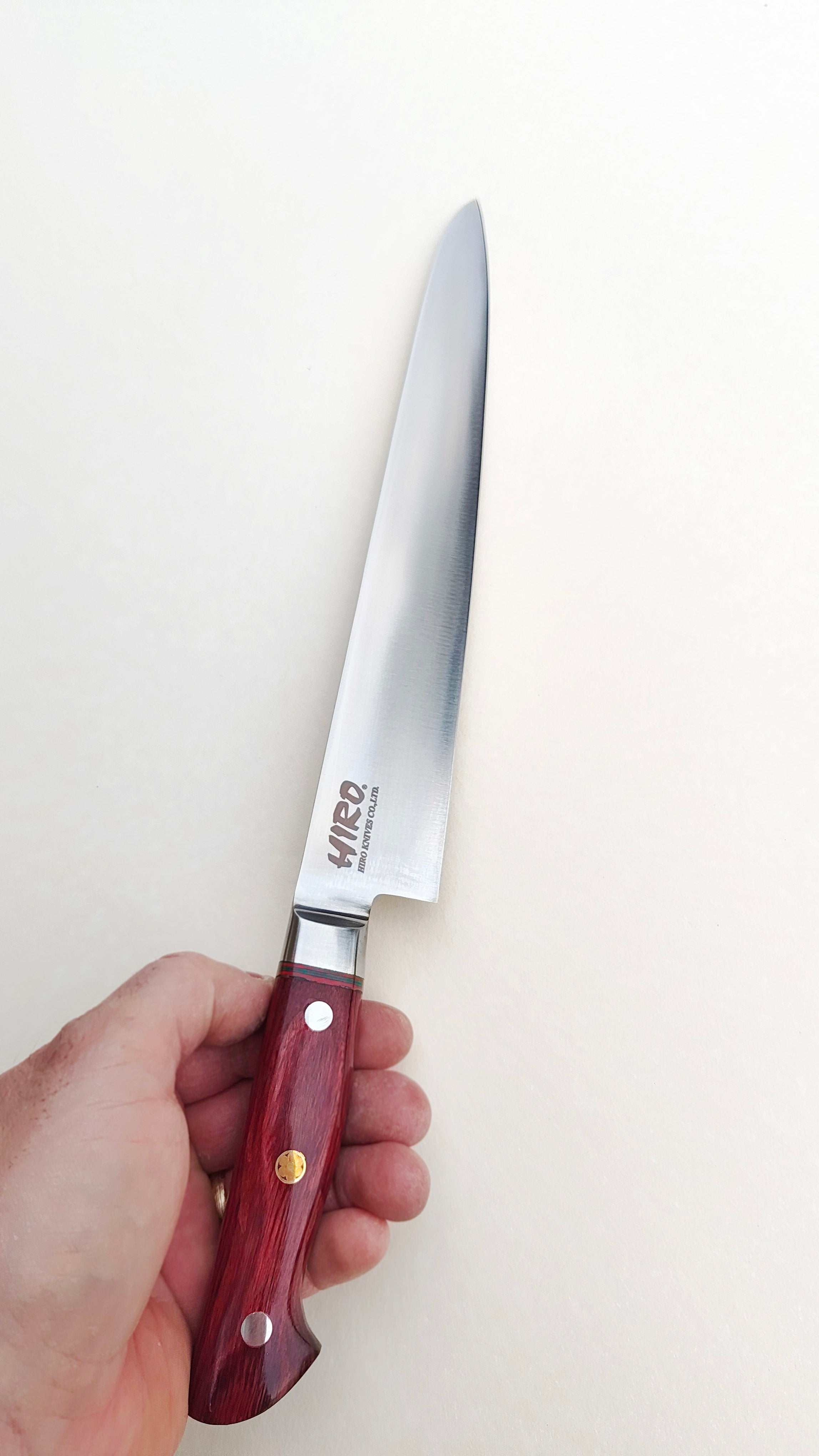 Couteau de cuisine japonais "Sujihiki" 240mm Blue Steel "Hiro Masui"