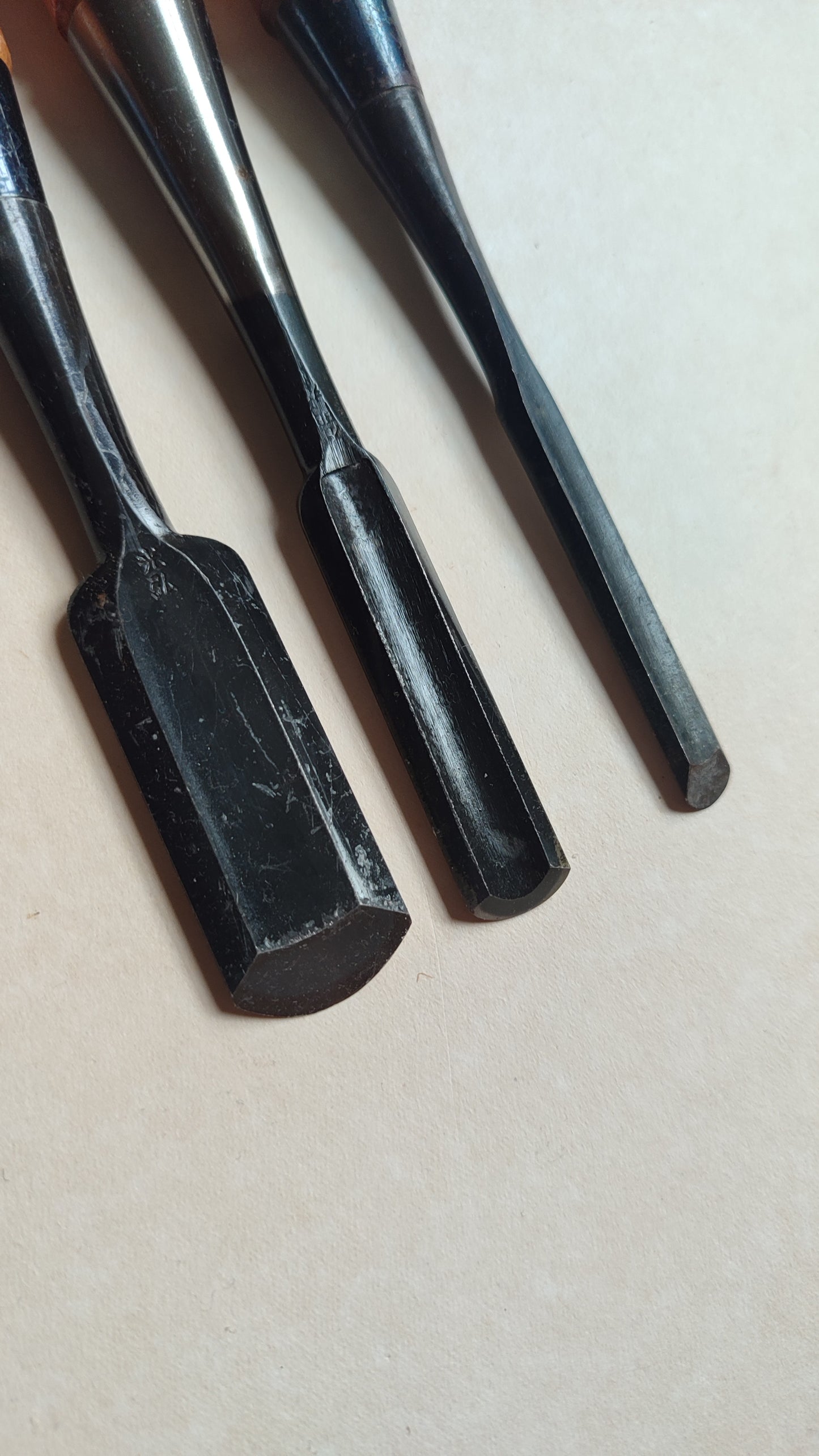 Trio de gouges japonaises "Sotomaru Nomi" 9, 15, 24mm "Mitsuhiro"