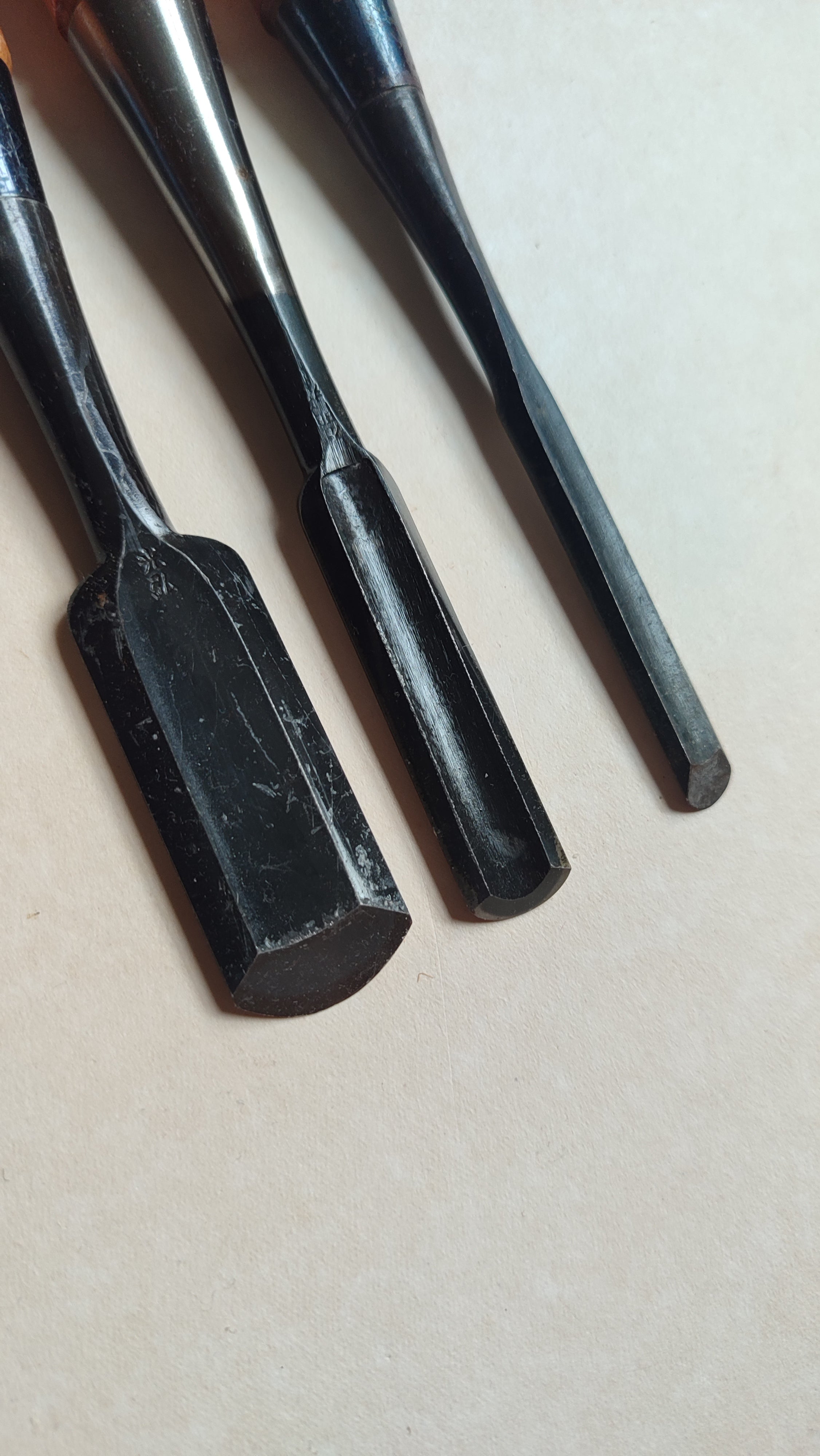Trio de gouges japonaises "Sotomaru Nomi" 9, 15, 24mm "Mitsuhiro"