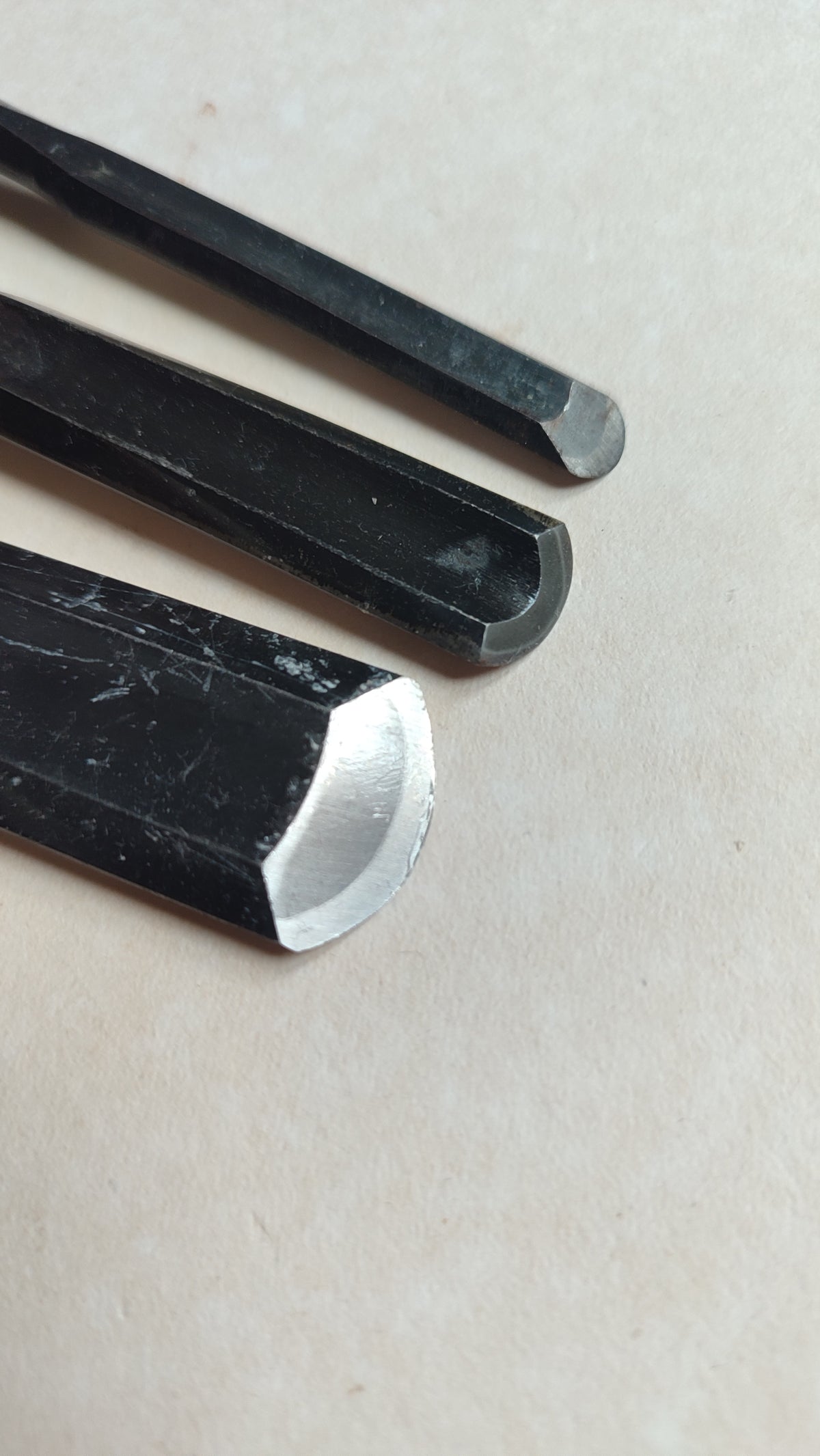 Trio de gouges japonaises "Sotomaru Nomi" 9, 15, 24mm "Mitsuhiro"