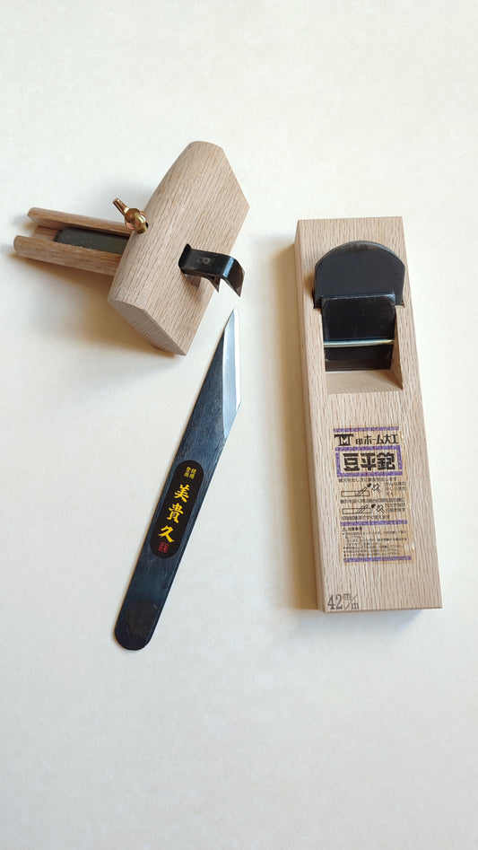 Set pour l'art du Kumiko "Sashimono": Kiridashi + Keshiki + Mame kanna 42mm