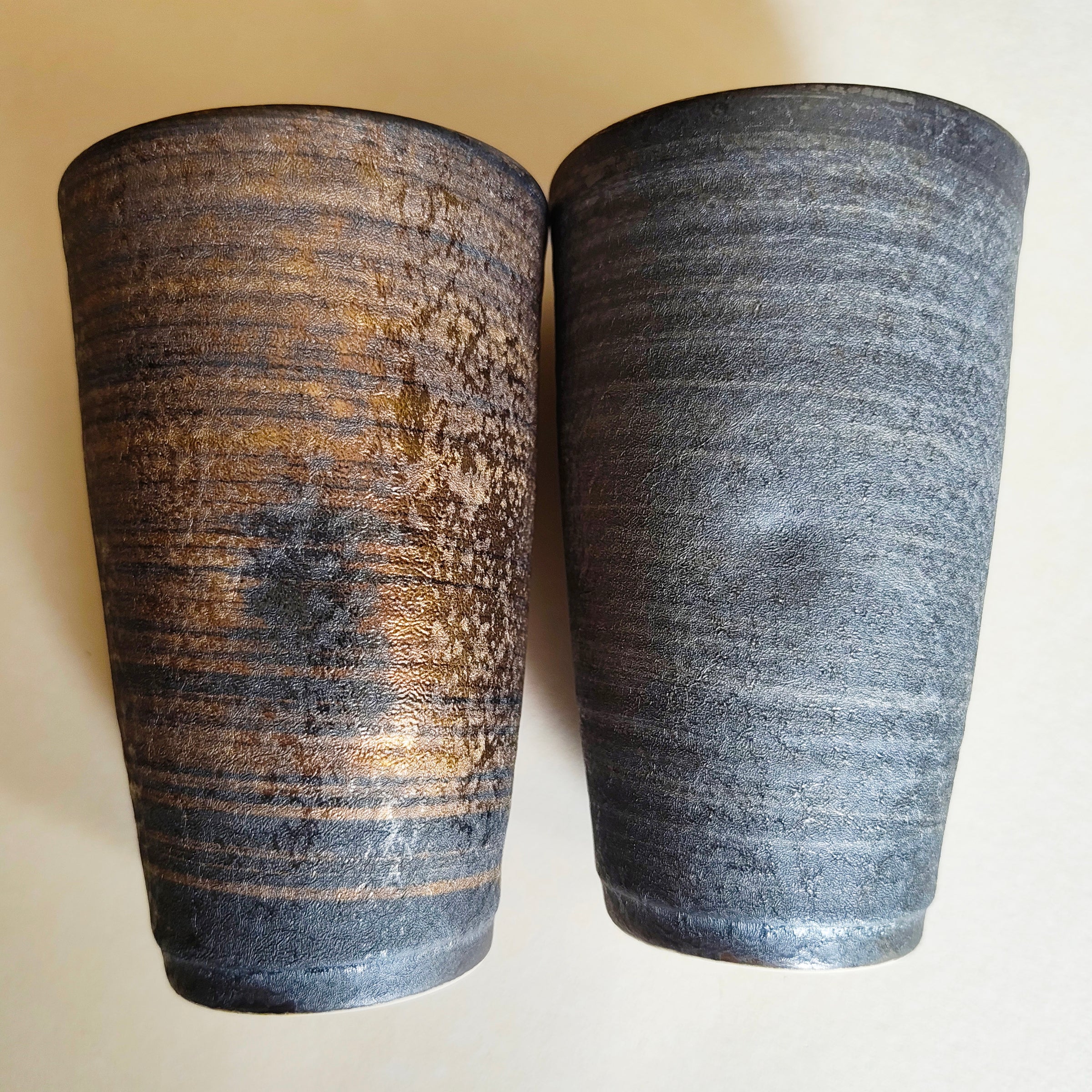 Paire de verres à bière céramique de "Bizen" 135mm "Yuda Takashi"
