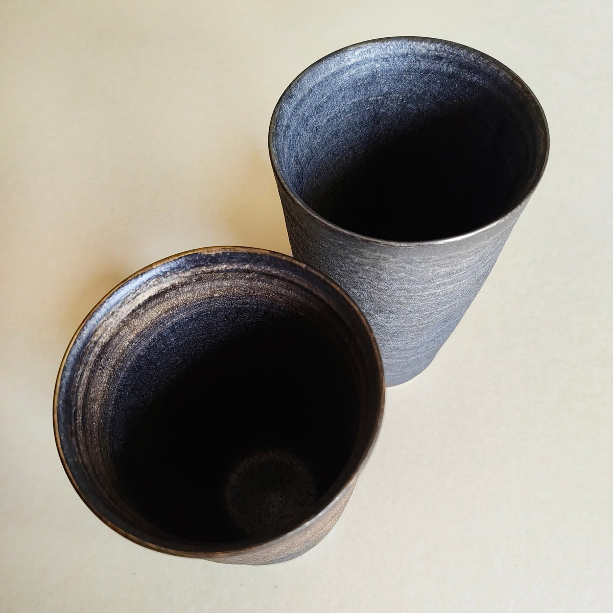Paire de verres à bière céramique de "Bizen" 135mm "Yuda Takashi"