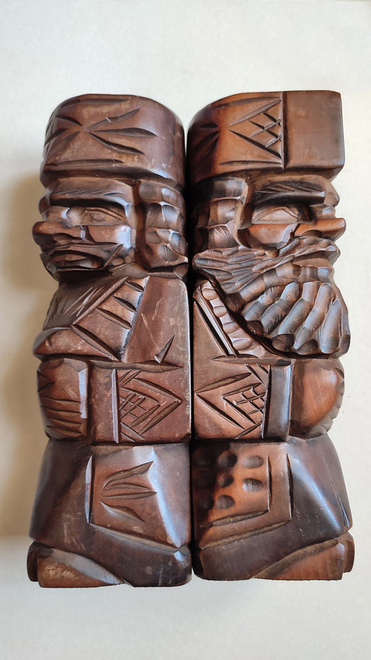 Couple de poupées japonaises en bois "Kokechi" 300mm "Aïnu"