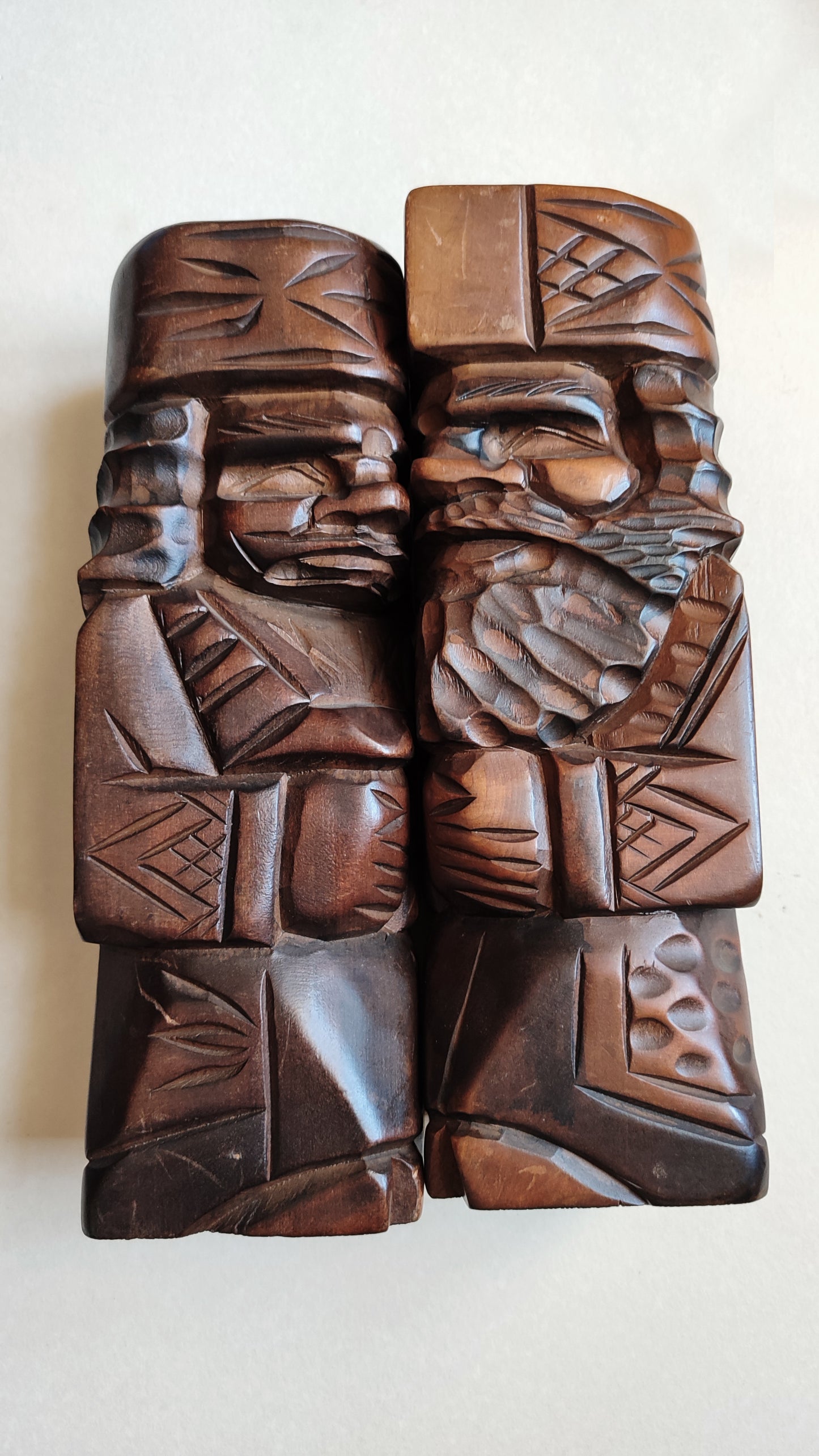 Couple de poupées japonaises en bois "Kokechi" 300mm "Aïnu"