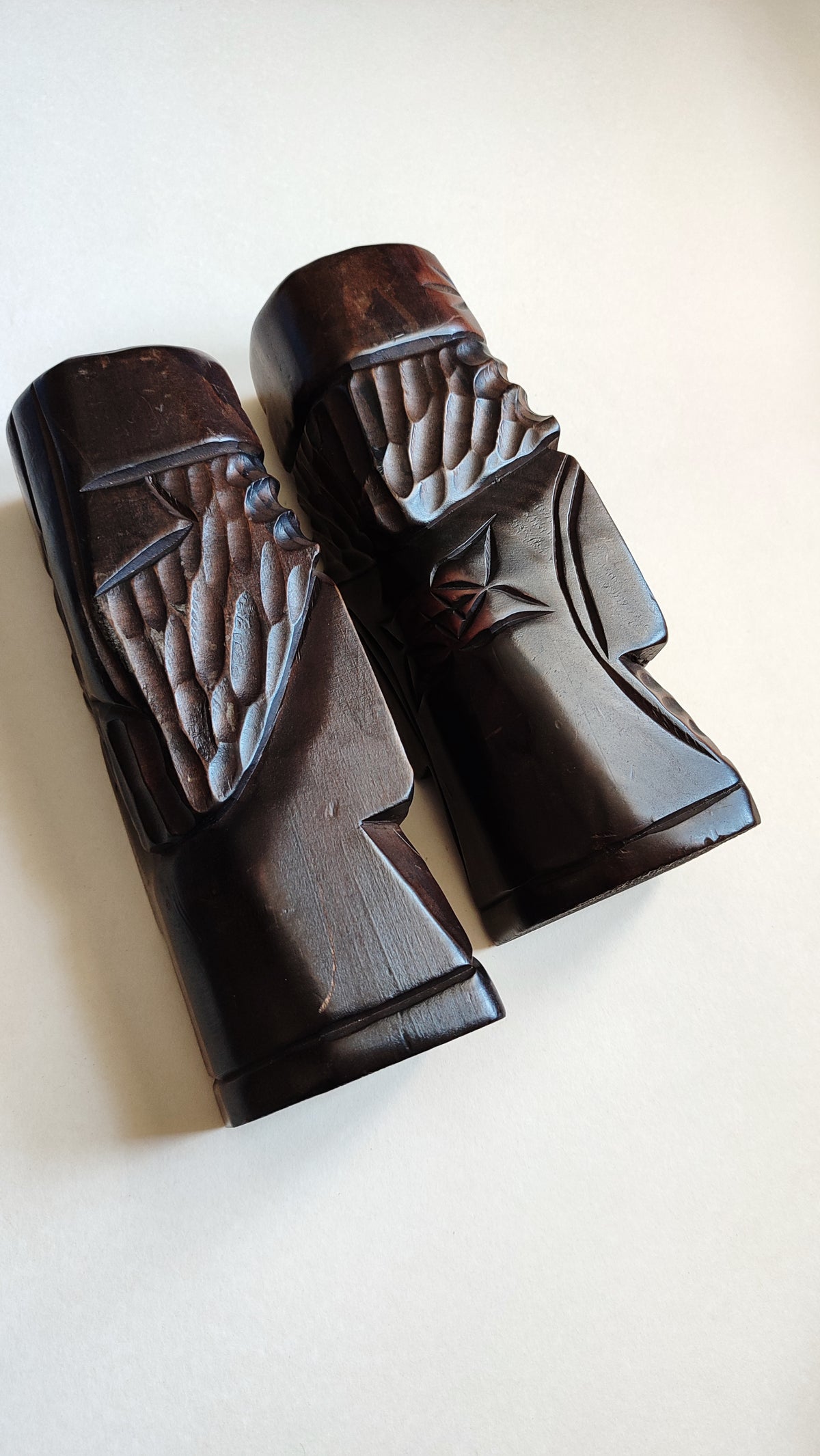 Couple de poupées japonaises en bois "Kokechi" 300mm "Aïnu"