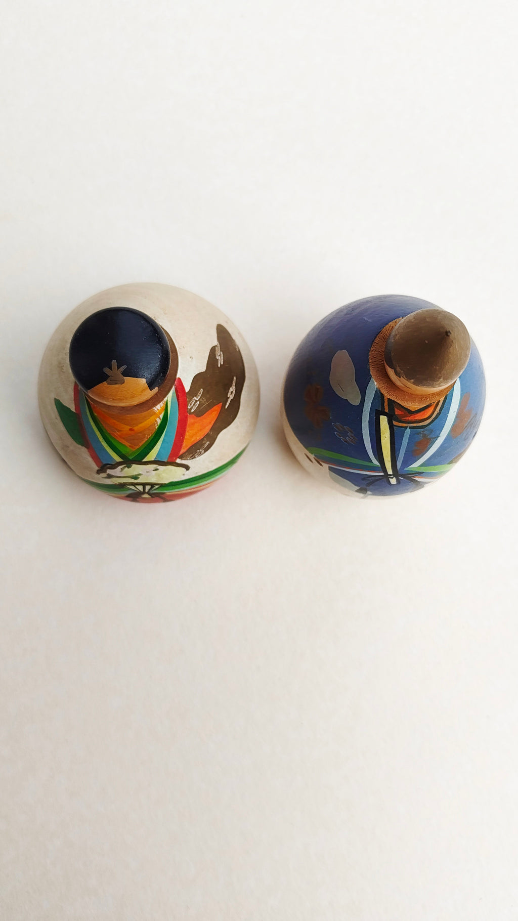 Couple de poupées japonaises en bois "Kokechi" 115mm "Wang Jiang Fukushima"