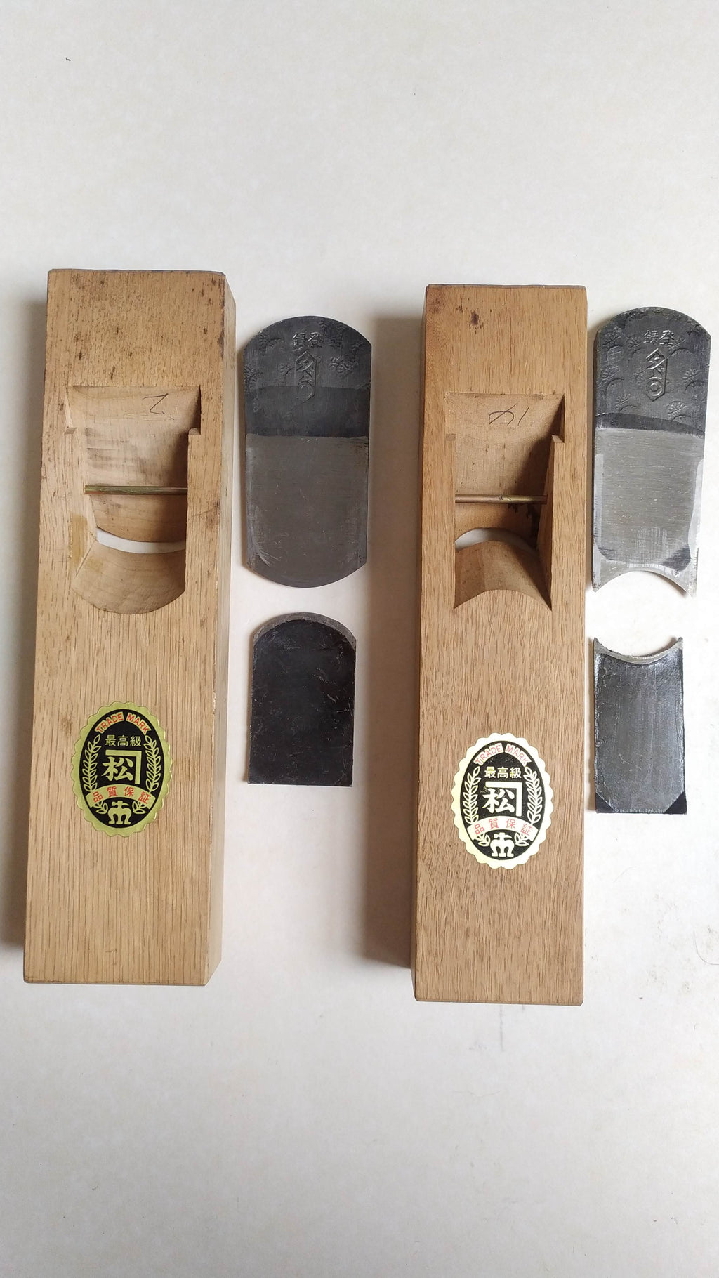 Magnifique duo de rabots de forme japonais "Uchimaru & Sotomaru Kanna" 36 et 42mm