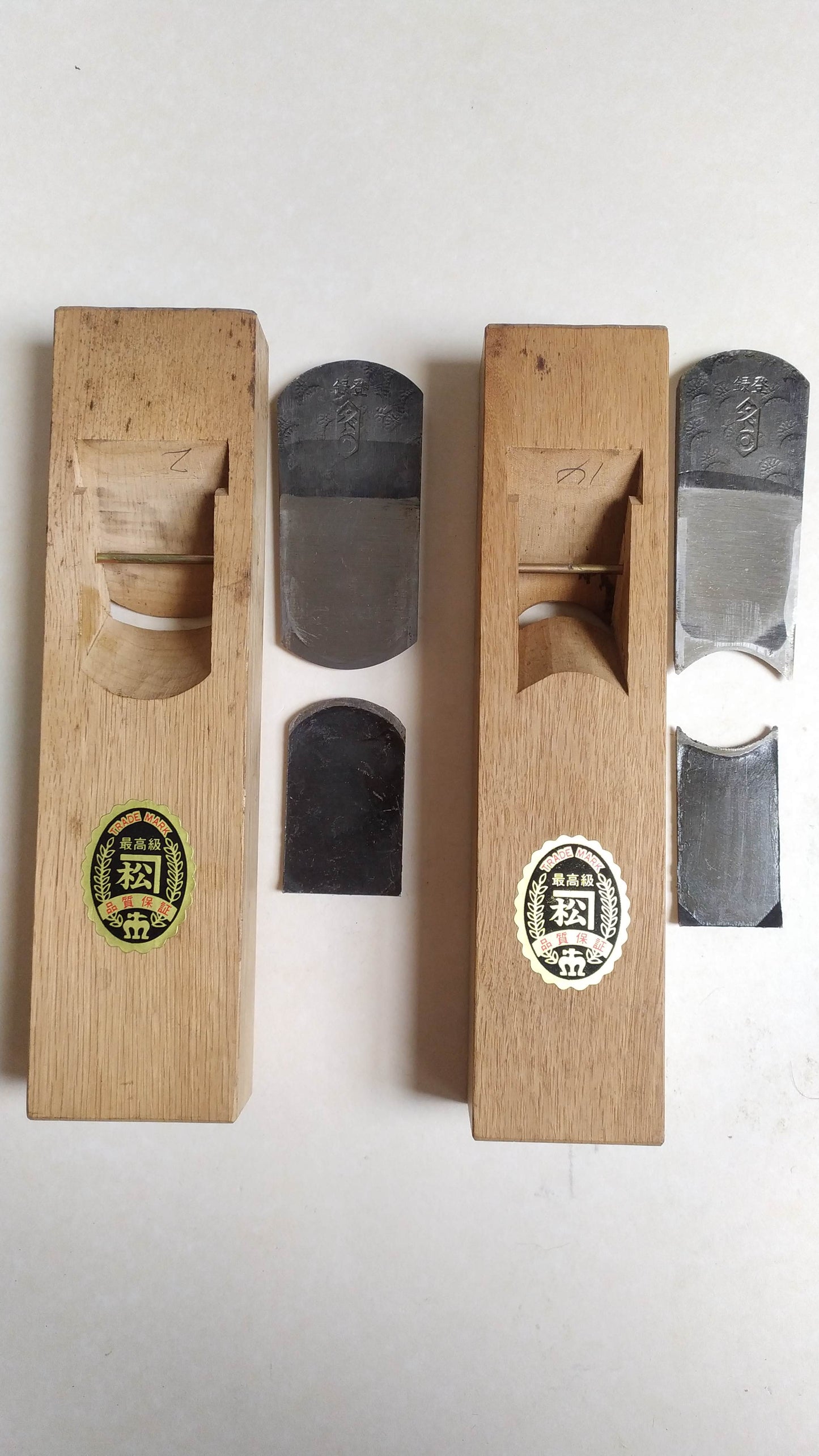 Magnifique duo de rabots de forme japonais "Uchimaru & Sotomaru Kanna" 36 et 42mm