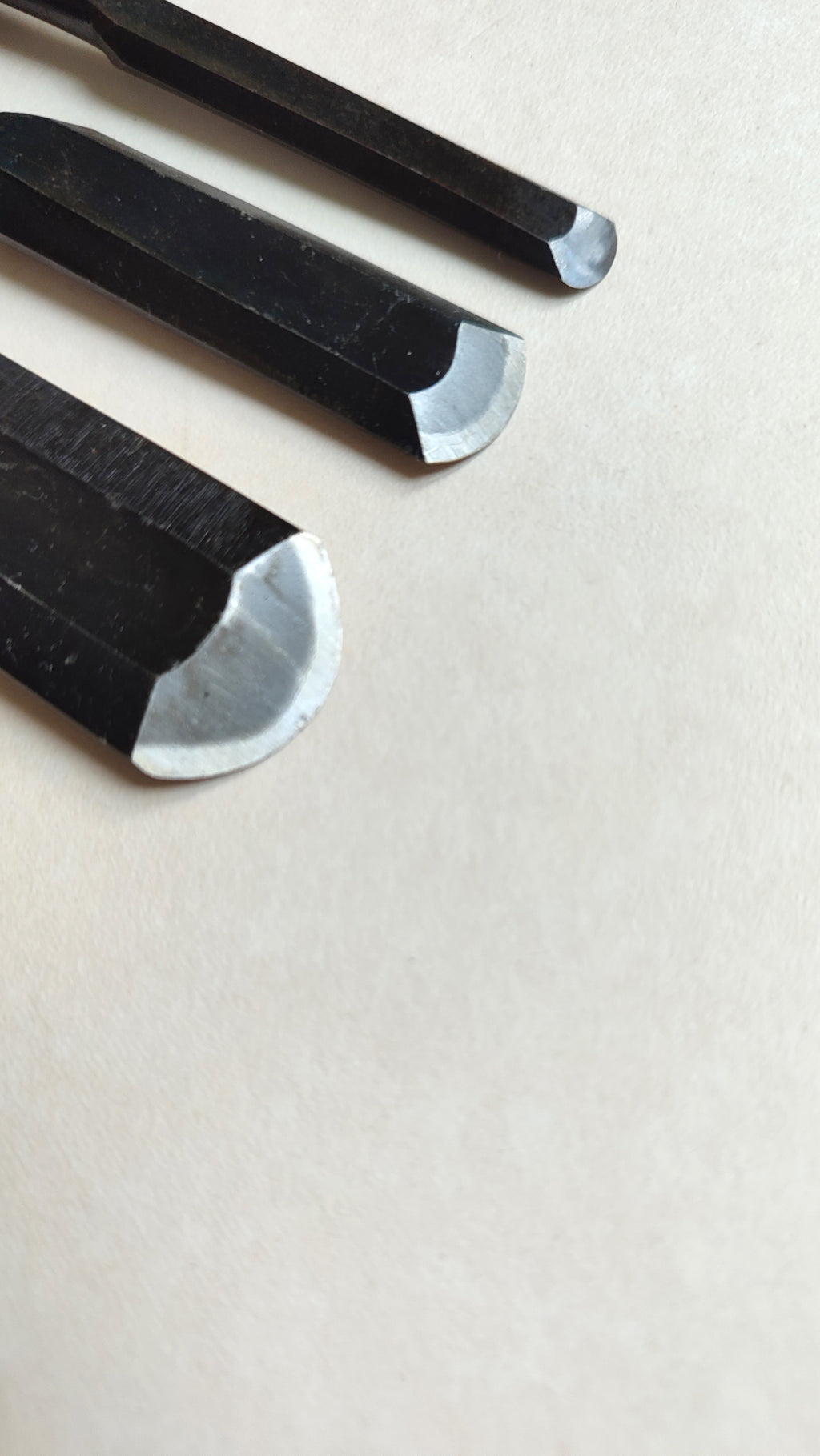 Trio de gouges japonaises "Sotomaru Nomi" 9, 15, 24mm