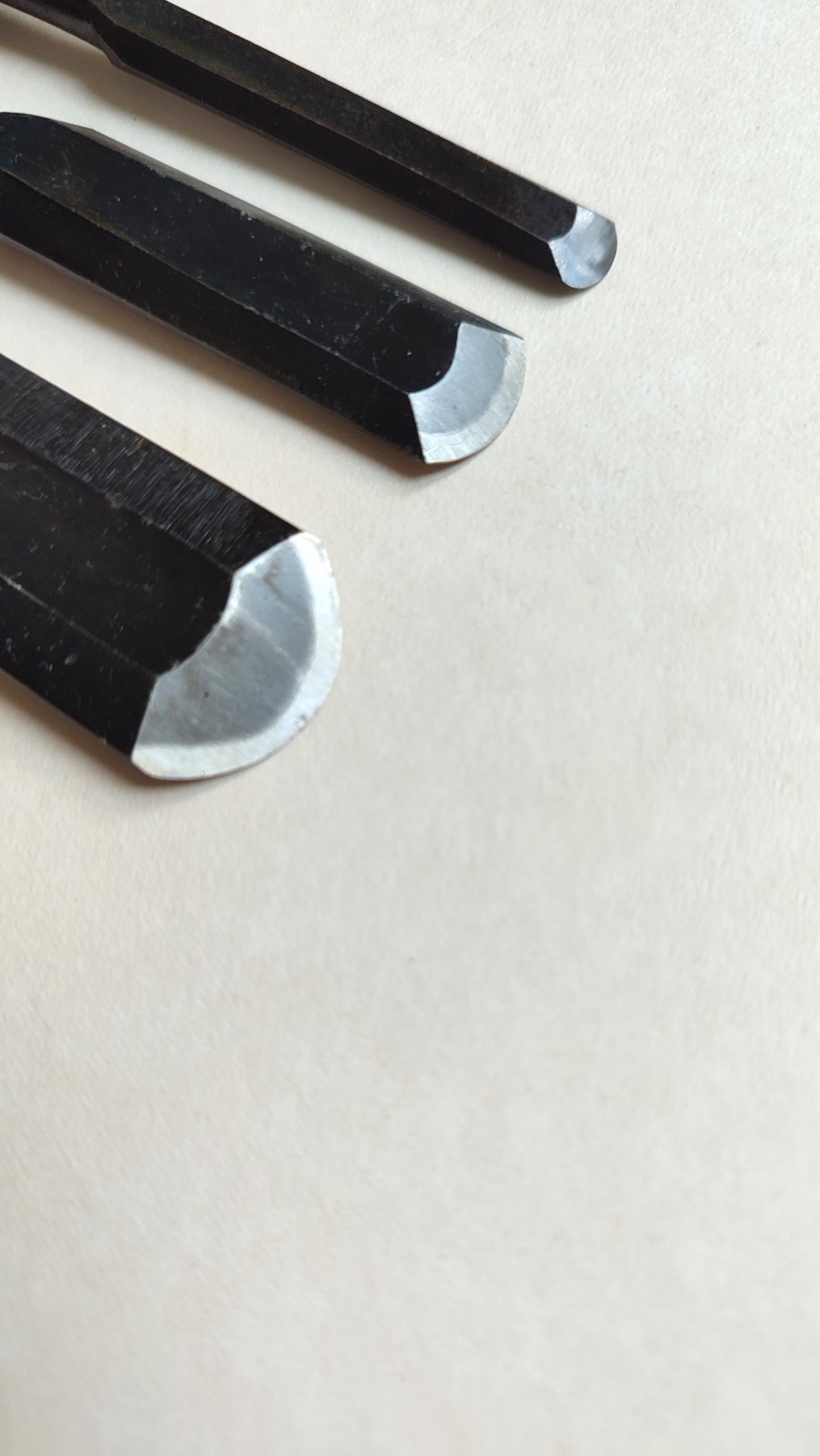 Trio de gouges japonaises "Sotomaru Nomi" 9, 15, 24mm