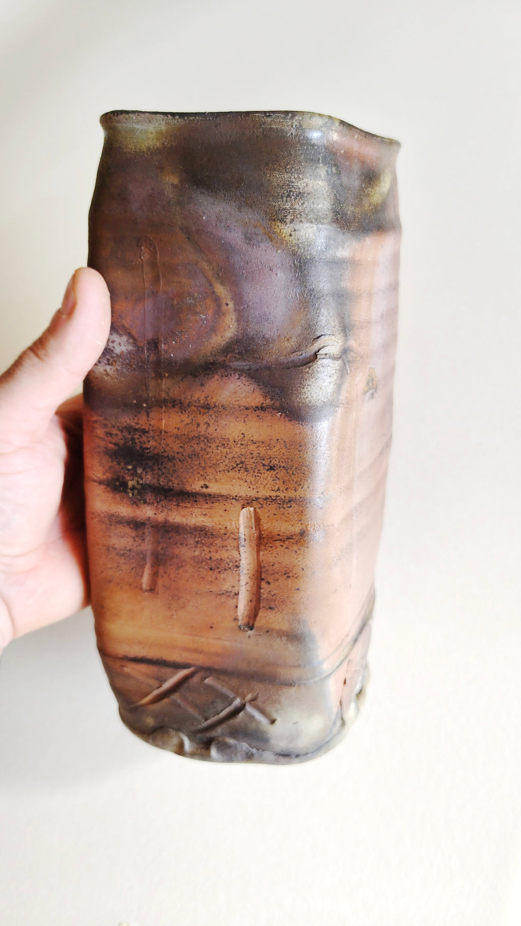 Rare vase japonais style "Bizen" 245mm "Yukihiro Shima"-circa 1970